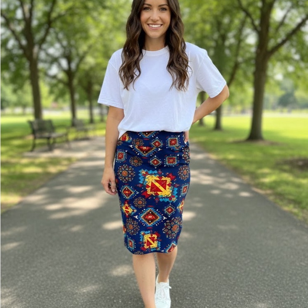25” Colorful Patterned Women's Skirt